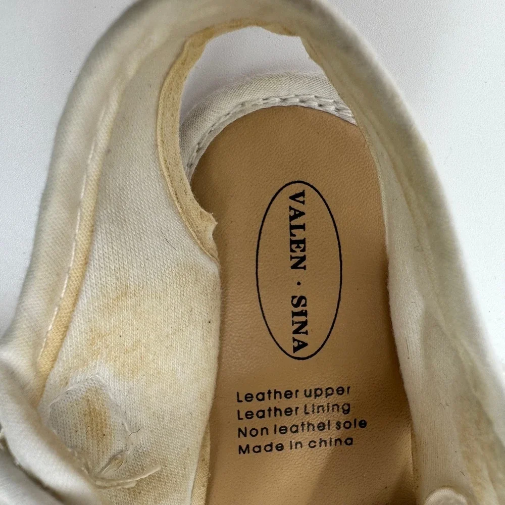 Valen Sina Baby Mesh Sandals Cream Leather Lining Hook Loop Straps Size 7